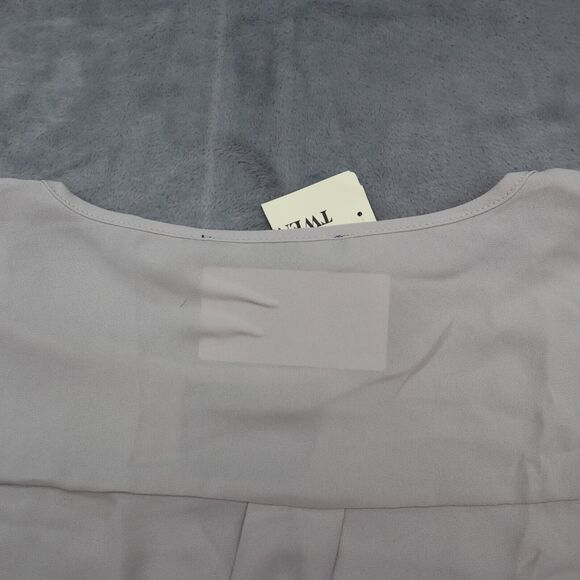 Forever 21 Shirt Womens S Gray Long Sleeve Round Neck Sheer Polyester Blouse - Picture 13 of 16